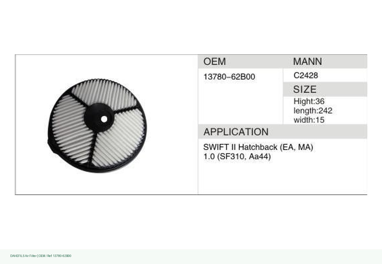 DAHEFILS Air Filter 13780-62B00