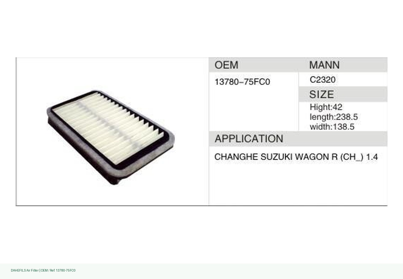 DAHEFILS Air Filter 13780-75FC0