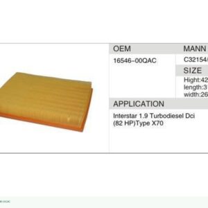 DAHEFILS Air Filter 16546-00QAC