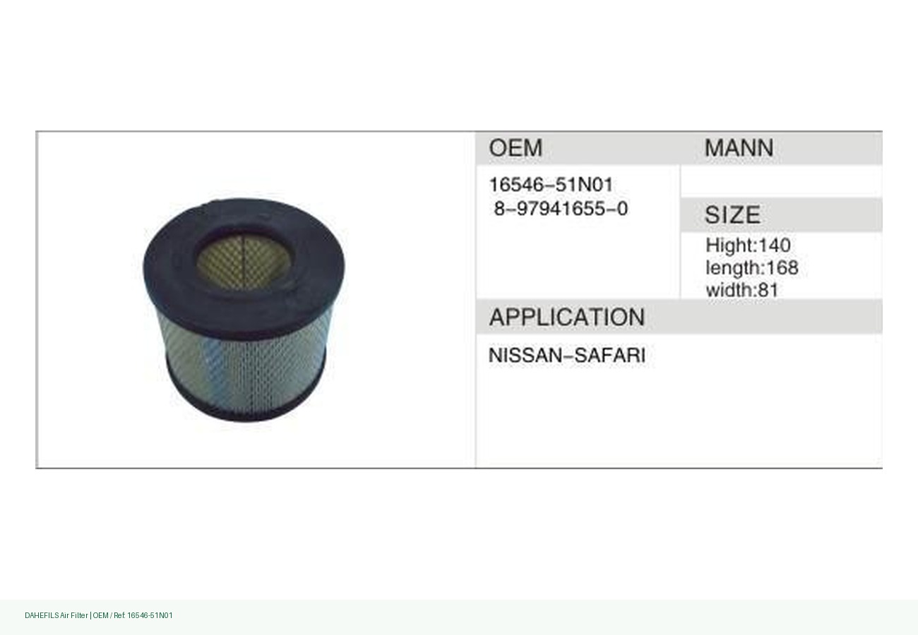 DAHEFILS Air Filter 16546-51N01
