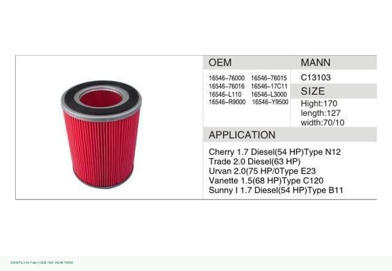 DAHEFILS Air Filter 16546-76000