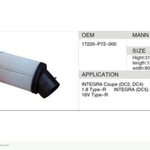 DAHEFILS Air Filter 17220-P72-000