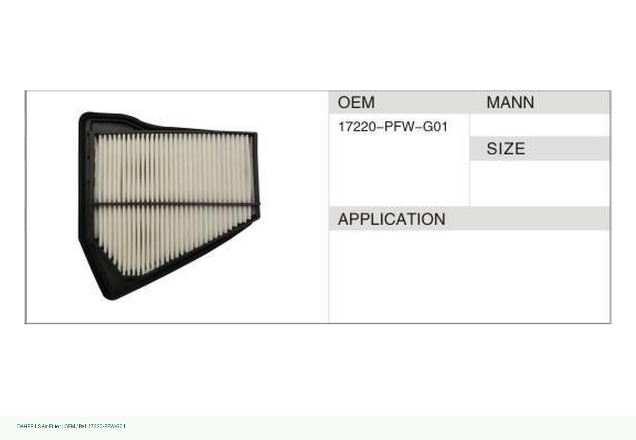 DAHEFILS Air Filter 17220-PFW-G01