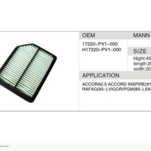 DAHEFILS Air Filter 17220-PV1-000