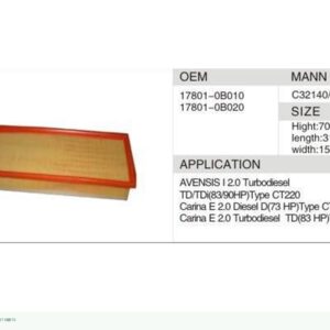 DAHEFILS Air Filter 17801-0B010
