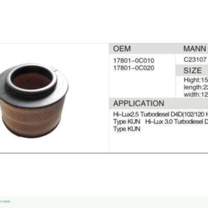 DAHEFILS Air Filter 17801-0C010
