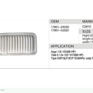 DAHEFILS Air Filter 17801-23030