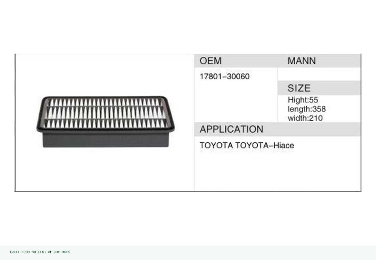 DAHEFILS Air Filter 17801-30060