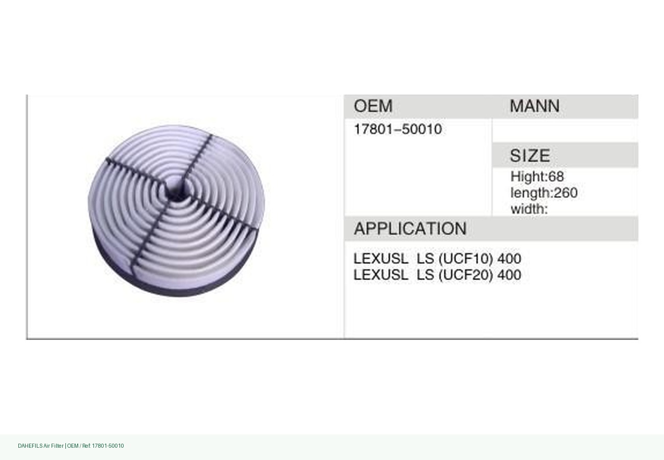 DAHEFILS Air Filter 17801-50010
