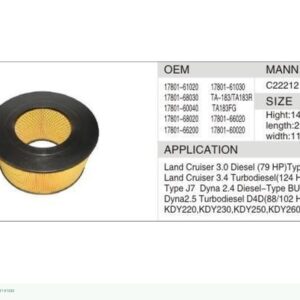 DAHEFILS Air Filter 17801-61020
