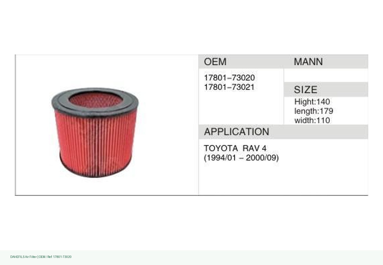 DAHEFILS Air Filter 17801-73020