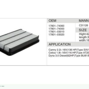 DAHEFILS Air Filter 17801-74060
