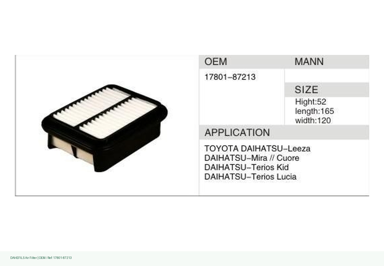 DAHEFILS Air Filter 17801-87213
