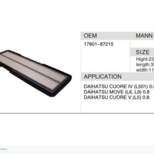 DAHEFILS Air Filter 17801-87215