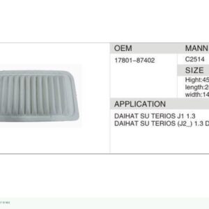 DAHEFILS Air Filter 17801-87402