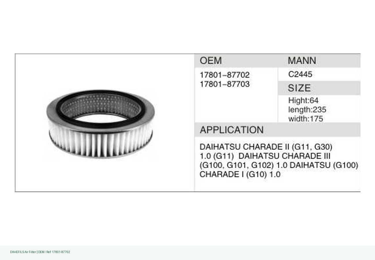 DAHEFILS Air Filter 17801-87702