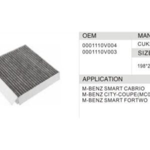 DAHEFILS Benz Cabin Air Filter 0001110V004