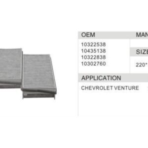 DAHEFILS Chevrolet Cabin Air Filter 10322538