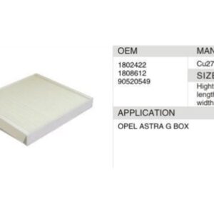 DAHEFILS Opel Cabin Air Filter 1802422