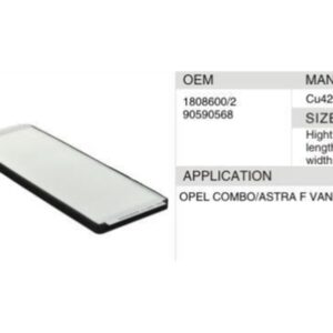 DAHEFILS Opel Cabin Air Filter 1808600