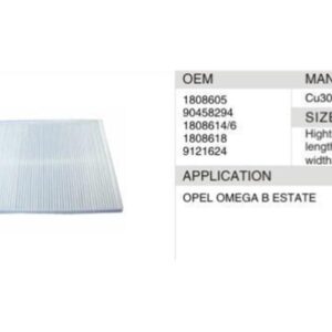 DAHEFILS Opel Cabin Air Filter 1808605