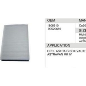DAHEFILS Opel Cabin Air Filter 1808610
