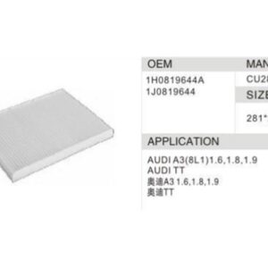DAHEFILS Audi Cabin Air Filter 1J0819644A