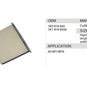 DAHEFILS Cabin Air Filter 1K0819644