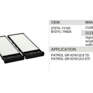 DAHEFILS Nissan Cabin Air Filter 27274-7J125