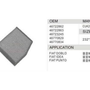 DAHEFILS Fiat Cabin Air Filter 46722862