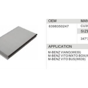 DAHEFILS Benz Cabin Air Filter 6398350247