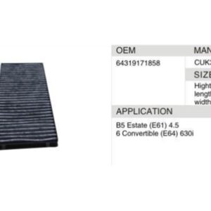 DAHEFILS BMW Cabin Air Filter 64319171858