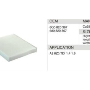 DAHEFILS Cabin Air Filter 6Q0820367