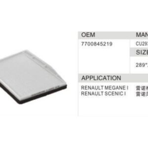 DAHEFILS Renault Cabin Air Filter 7700845219