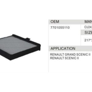 DAHEFILS Renault Cabin Air Filter 7701055110