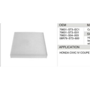DAHEFILS Cabin Air Filter 79831-ST3-EC1