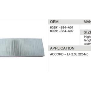 DAHEFILS Cabin Air Filter 80291-S84-A01
