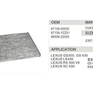 DAHEFILS Lexus Cabin Air Filter 87139-50030
