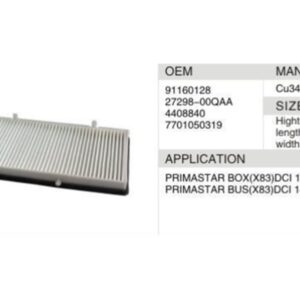 DAHEFILS Nissan Cabin Air Filter 91160128
