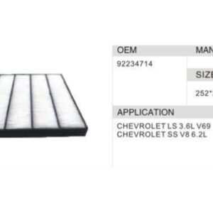 DAHEFILS Chevrolet Cabin Air Filter 92234714