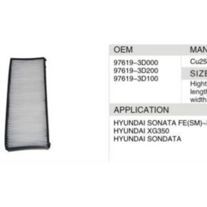 DAHEFILS Hyundai Cabin Air Filter 97619-3D200